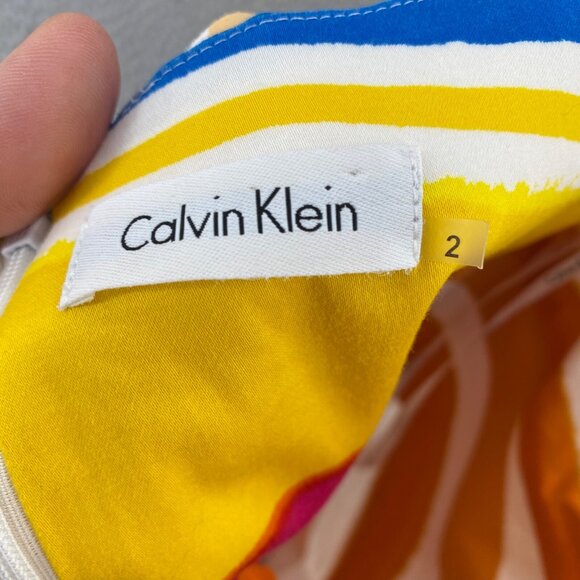 Calvin Klein Dress Womens 2 Multicolor Striped Sheath Sweetheart Neck Bra Mini - Picture 6 of 11